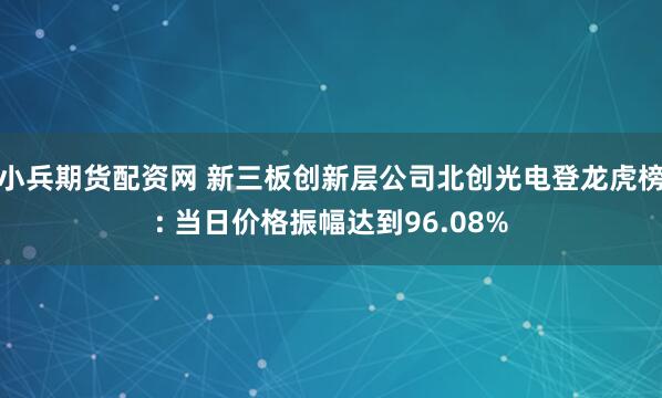 小兵期货配资网 新三板创新层公司北创光电登龙虎榜: 当日价格振幅达到96.08%