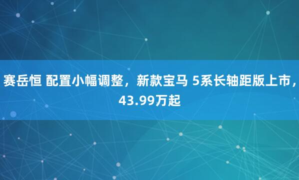 赛岳恒 配置小幅调整，新款宝马 5系长轴距版上市，43.99万起